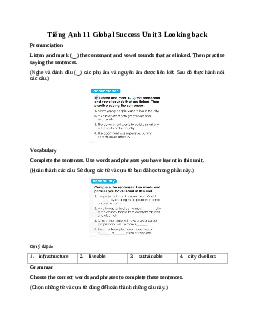 Giải Unit 3 Looking back | Tiếng Anh 11 Global Success