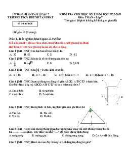 Đề tham khảo học kỳ 1 Toán 7 năm 2022 – 2023 trường THCS Huỳnh Tấn Phát – TP HCM