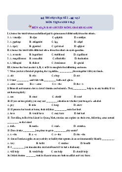 Đề số 2 - Đề kiểm tra giữa kì 2 - Tiếng Anh 9