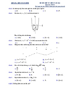 Đề thi thử tốt nghiệp THPT 2022 môn Toán trường THPT Xuân Đỉnh – Hà Nội