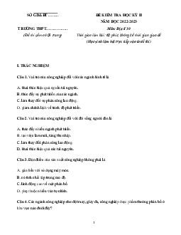 Đề thi học kì 2 môn Địa lí 10 năm 2022 - 2023 sách Cánh diều | Đề 2