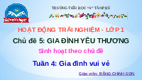 Giáo án điện tử Hoạt động trải nghiệm 1 Chủ đề 5 Chân trời sáng tạo : Gia đinh vui vẻ