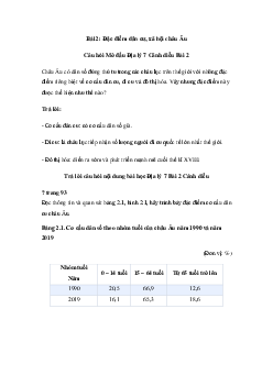 Giải Địa lí 7 Bài 2: Đặc điểm dân cư, xã hội châu Âu | Cánh diều
