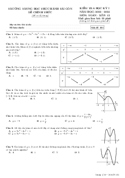 Đề học kỳ 1 Toán 12 năm 2022 – 2023 trường TH Thực hành Sài Gòn – TP HCM