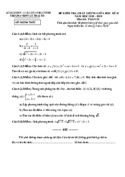 Đề thi giữa HK2 Toán 10 năm 2019 – 2020 trường THPT Lý Thái Tổ – Bắc Ninh