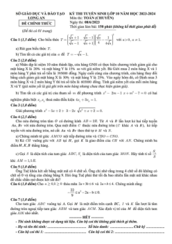 Đề tuyển sinh lớp 10 môn Toán (chuyên) năm 2023 – 2024 sở GD&ĐT Long An