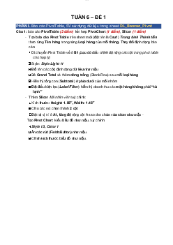 Phần 1: Báo cáo PivotTable trong sheet môm tin học đại cương | Đại học Thăng Long