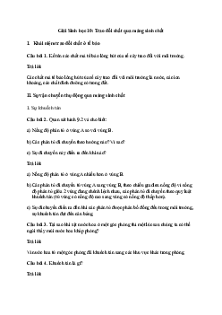 Giải Sinh học 10 Bài 9: Trao đổi chất qua màng sinh chất | Cánh diều