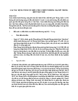 Các tác động tích cực đến cuộc chiến thương mại mỹ trung đến việt nam?