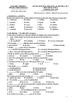 Đề Thi HSG Tiếng Anh 12 Lần 1 Năm 2019 – 2020 Trường Đồng Đậu – Vĩnh Phúc