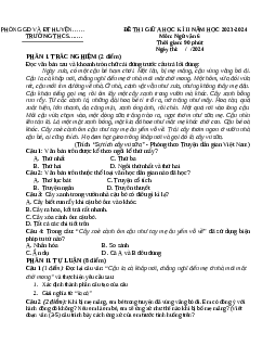 Đề thi giữa học kì 2 môn Ngữ văn 6 năm 2023 - 2024 sách Kết nối tri thức với cuộc sống | Đề 8