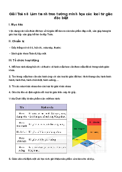 Toán 8 Hoạt động 2: Làm tranh treo tường minh họa các loại tứ giác đặc biệt - Chân trời sáng tạo