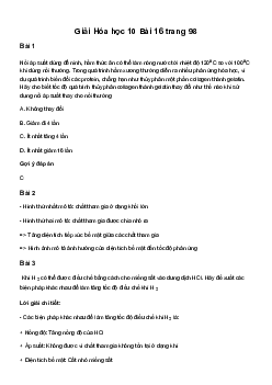 Giải Hóa học 10 Bài 16: Tốc độ phản ứng hóa học | Cánh diều