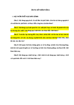 Tài liệu ôn tập thi | môn Triết học Mác -Lênin | Đại học sư phạm Hà nội