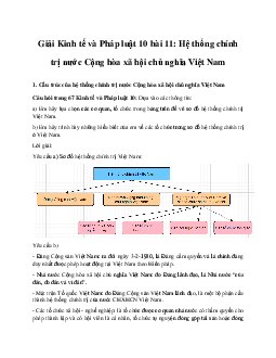 Giải Kinh tế và Pháp luật 10 bài 11: Hệ thống chính trị nước Cộng hòa xã hội chủ nghĩa Việt Nam CD