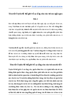 Tóm tắt Tuyên bố thế giới về sự sống còn của trẻ em | Văn mẫu lớp 12