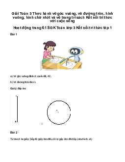 Giải Toán 3 Bài 20: Thực hành vẽ góc vuông, vẽ đường tròn, hình vuông, hình chữ nhật và vẽ trang trí | Kết nối tri thức