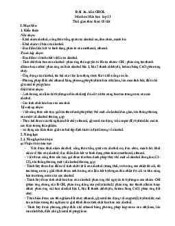 Bài 16: Alcohol | Giáo án Hóa 11 Chân trời sáng tạo