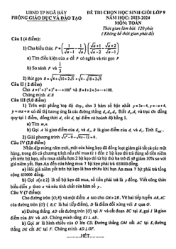 Đề học sinh giỏi Toán 9 năm 2023 – 2024 phòng GD&ĐT Ngã Bảy – Hậu Giang