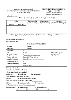 Kỳ thi chọn học sinh giỏi lớp 12 cấp trường năm học 2018 - 2019 môn thi Tiếng Anh lớp 12 trường THPT Lưu Nhân Chú