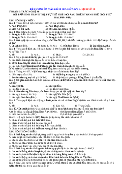 Đề cương ôn tập Lịch sử 12 giữa học kỳ 1 theo từng mức độ