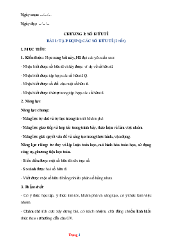 Kế hoạch bài dạy môn toán lớp 7 chân trời sáng tạo học kì 1