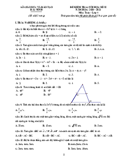 Đề thi cuối học kỳ 2 Toán 7 năm 2020 – 2021 sở GD&ĐT Bắc Ninh