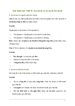 Giải Khoa học lớp 4 Bài 10: Âm thanh và sự truyền âm thanh | Kết nối tri thức