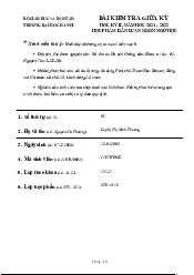 Bài kiểm tra giữa kì môn Dẫn luận ngôn ngữ | Đại Học Hà Nội