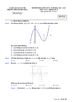 Đề minh họa giữa kì 1 Toán 12 năm 2022 – 2023 trường THPT Hướng Hóa – Quảng Trị