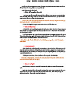 HÌNH THỨC Chính THỂ CỘNG HOÀ: PHÂN LOẠI VÀ ĐẶC ĐIỂM CHÍNH