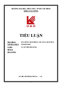 Tài liệu "Hướng dẫn trình bày tiểu luận môn Xây dựng nhập môn & Kỹ năng bản thân"