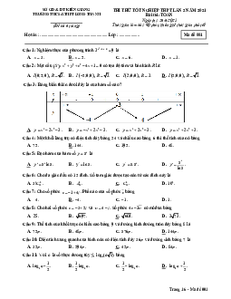 Đề thi thử tốt nghiệp THPT 2021 môn Toán lần 2 trường Long Thạnh – Kiên Giang