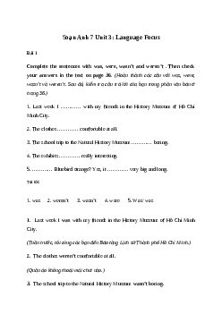 Giải Tiếng Anh 7 Unit 3: Language Focus 1 | Friends Plus