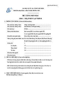 Đề cương Nhập môn lập trình | Trường Đại học CNTT Thành Phố Hồ Chí Minh