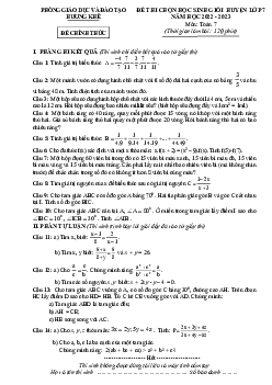 Đề học sinh giỏi Toán 7 năm 2022 – 2023 phòng GD&ĐT Hương Khê – Hà Tĩnh