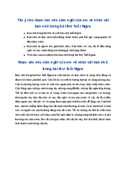 Cảm nghĩ của em về nhân vật bạn nhỏ trong bài thơ Tuổi Ngựa | Tập làm văn 4