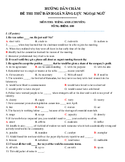 Đề Thi Thử Đánh Giá Năng Lực Ngoại Ngữ Môn Thi Tiếng Anh (chuyên) (có đáp án)