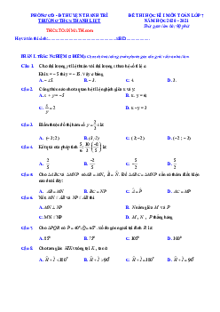 Đề thi học kì 1 Toán 7 năm 2020 – 2021 trường THCS Thanh Liệt – Hà Nội