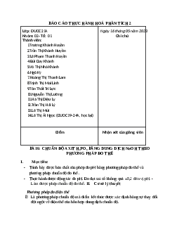 Báo cáo Thực hành Hóa phân tích 2