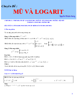 Phương trình Mũ và Logarit – Đặng Thành Nam