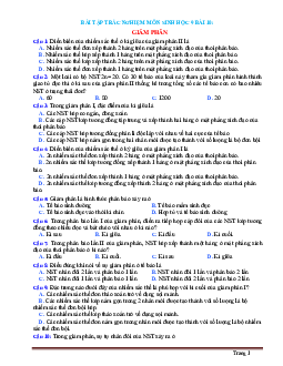 Trắc Nghiệm Sinh 9 Bài 10: Giảm Phân (Có Đáp Án)