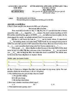 Kỳ thi chọn học sinh giỏi  cấp tỉnh lớp 9 THCS tỉnh Ninh Bình năm học 2013 - 2014 môn Tiếng Anh