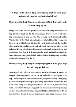 Viết đoạn văn kể lại hoạt động của em trong một buổi tham quan hoặc du lịch cùng lớp em (hoặc gia đình em) | Văn mẫu Tiếng việt 4| Cánh diều