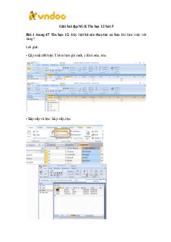 Giải bài tập SGK Tin học 12 Bài 5: Các thao tác cơ bản trên bảng
