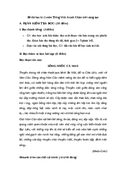 Đề thi Tiếng Việt lớp 3 học kì 2 Chân trời sáng tạo Số 1