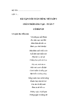 Bài tập cuối tuần tiếng Việt lớp 3 Chân trời sáng tạo Tuần 7 cơ bản