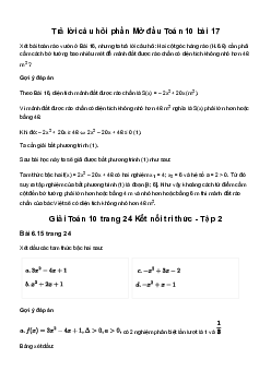 Toán 10 Bài 17: Dấu của tam thức bậc hai Giải SGK Toán 10 trang 24 - Tập 2