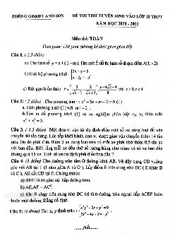Đề thi thử Toán vào lớp 10 năm 2021 – 2022 phòng GD&ĐT Anh Sơn – Nghệ An