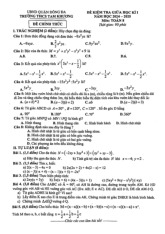 Đề giữa học kì 1 Toán 8 năm 2024 – 2025 trường THCS Tam Khương – Hà Nội